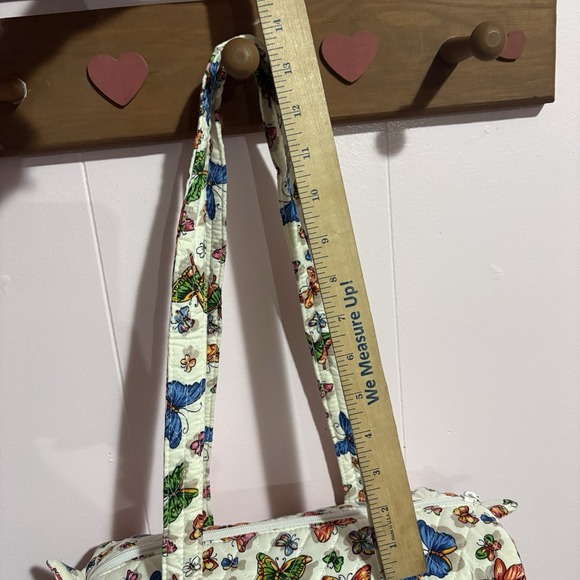 Quilted Butterfly Multi Color Motif Duffle Bag Purse W Matching Coin Pouch NEW - Picture 8 of 13